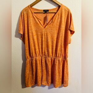 Lane Bryant Peplum Tunic Top Long Heather Orange V Neck 2X